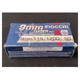 Fiocchi 9mm Luger, 115gr FMJ, 50ct