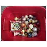 Tote of Vtg Christmas Ornaments