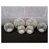 (2) Evergreen LED Glass Cubes Spheres, 3pc