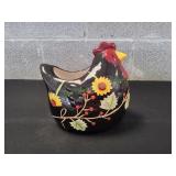 Black Ceramic Hen Planter