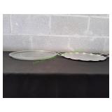 15" Microwave Glass Platter & Silver Serving Tray