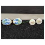 (2) Vtg Handpainted Clip-On Earrings