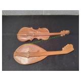 Vtg Royal Aluminum Violin & Mandolin Wall Plaques