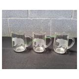(3) Vtg Garrick Etched Endangered Wildlife Mugs
