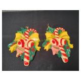 (2) Vtg Holiday Candy Canes Chalkware