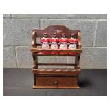 Vtg Wood Shelf w/ Black Americana Mammy Spice Set