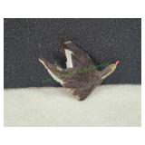 Vtg Leather Feathered Bird Brooch