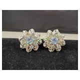 Vtg Art Deco Style Silver-Tone Rhinestone Screw