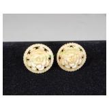Carved Rose Screw-Back Sterling Sliver Earrings