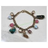 Polished Stone & Piano Charm Bracelet