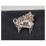 Vtg Silver-Tone Grand Piano Brooch