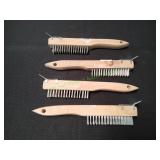 (4) Wood Handled Wire Brushes