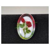 Vtg Hand Sculptured Roses in Lucite Brooch
