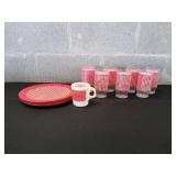 Vtg Fire King Gingham Tumblers, Plates & Mug