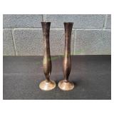 (2) Sliver-Tone Bud Vases