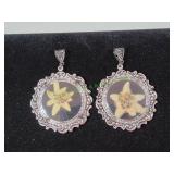 (2) Vtg Edelweiss Flower Pendants