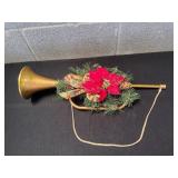 Vtg Gold-Tone Horn Christmas Dï¿½cor
