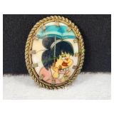Vtg West Germany Colorful Cartoon Character Brooch
