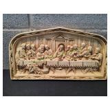Vtg Last Supper 3D Chalkware Wall Art