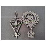 (2) Vtg Cast Iron Trivets