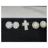 Mother of Pearl Clip On Earrings w/Cross Pendant