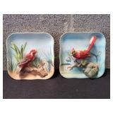 (2) Napco Japan 3D Ceramic Bird Wall Plaques