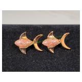 (2) Vtg Cooper-Toned Fish Brooches