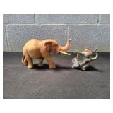 Vtg Wilton Circus Elephant w/ Carved Elephant