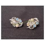 Vtg Lisner Silver-Tone Leaf Motif Clip On
