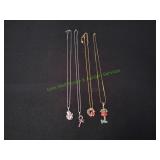 (4) Holiday Pendant Necklaces