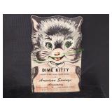 Vtg Dime Kitty Savings Card
