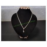 Vtg Sterling Silver Treble Clef Pendant Necklace