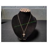Vtg Gold-Tone Cross Necklace