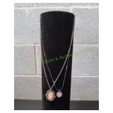 (2) Vtg Iridescent Australian Opal Pendants