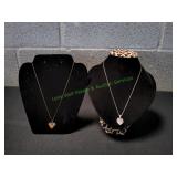 (2) Heart Shaped Pendant Necklaces