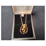 Gold Tone Floral Pendant Necklace