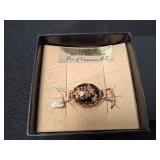 Vtg Peri of Vancouver Gold Flake Cabochon Brooch