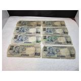 (8) Philippine 1 Piso Banknotes