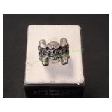 Sterling Silver Skull Crossbones Ring, Sz 8