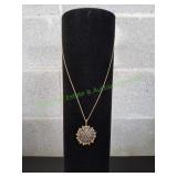 Vtg Japanese Amita Damascene Pendant Necklace