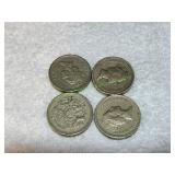 (4) United Kingdom One Pound Coins
