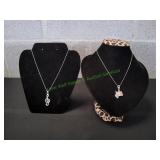 (2) Vtg Treble Clef Pendant Necklaces
