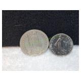 1939 Swiss One Franc & 1965 French 1/2 Franc