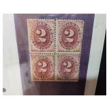 Block of Four Vtg 2 Cent Postage Due Stamps