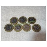 (7) French 10 Francs Bi-Metallic Coins