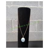 Vtg Texas Bluebonnet Cameo Pendant Necklace