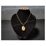 Vtg Oval Bird of Paradise Pendant