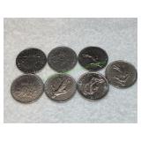 (7) French 1 Franc Coins