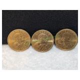 (3) 2000 Sacagawea Native American Dollar Coins