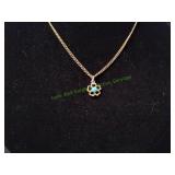 Vtg Gold-Tone Floral Pendant Necklace